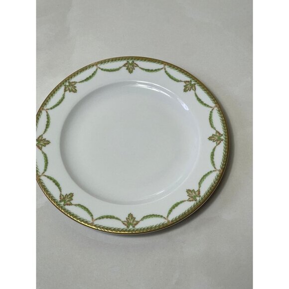 Deshoulieres France Sully Green Bread and Butter Plate 6 1/8 1406C Porcelain NWT - Picture 2 of 6
